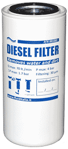 diesel fuel filter with water separating